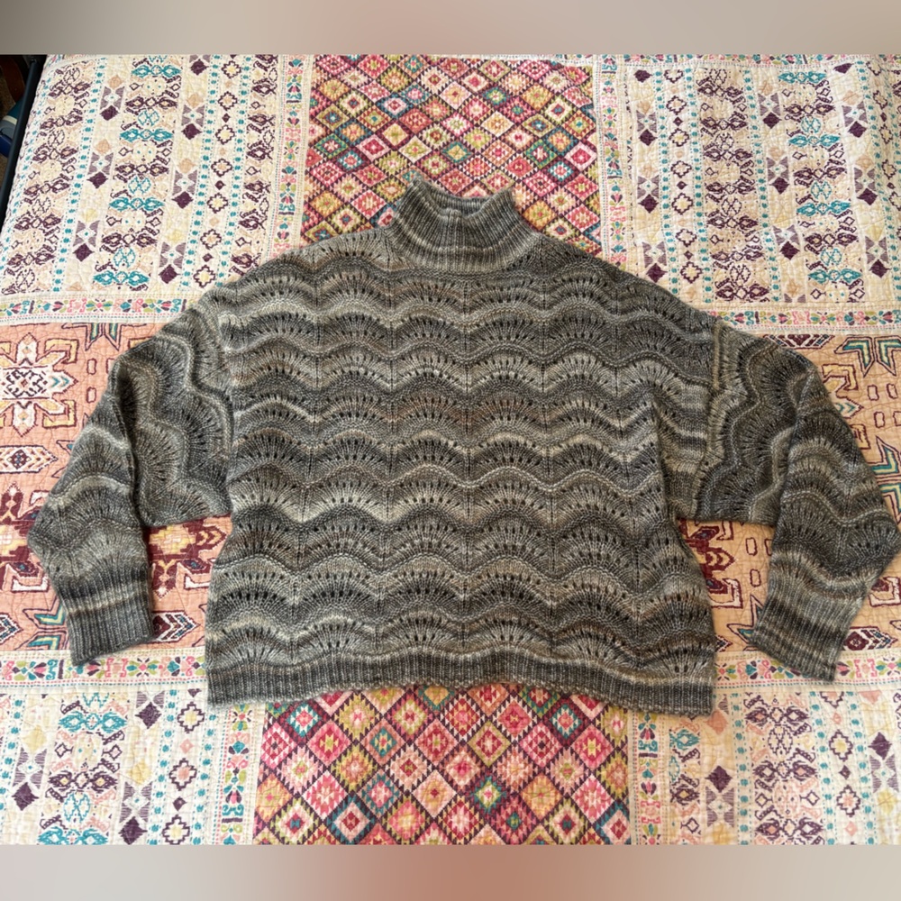 a.n.a Gray Knit Striped Sweater